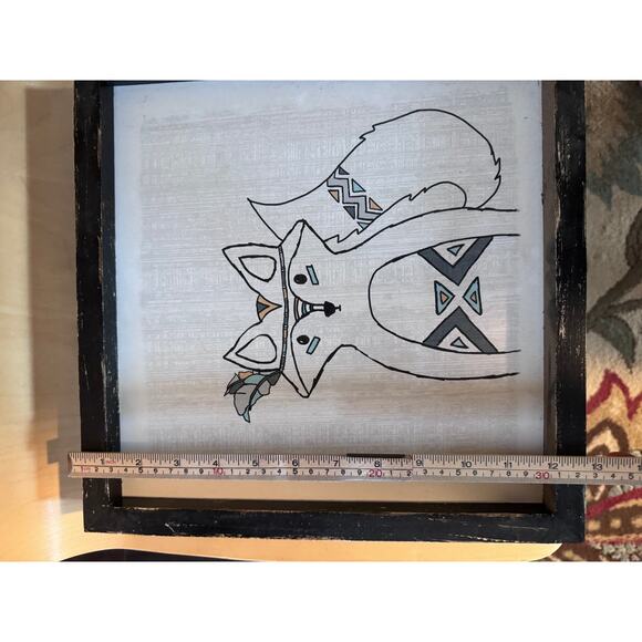 Boho Fox Wall Art - Framed Print with Feather Hat, 12.5" x 12.5" - Picture 7 of 7